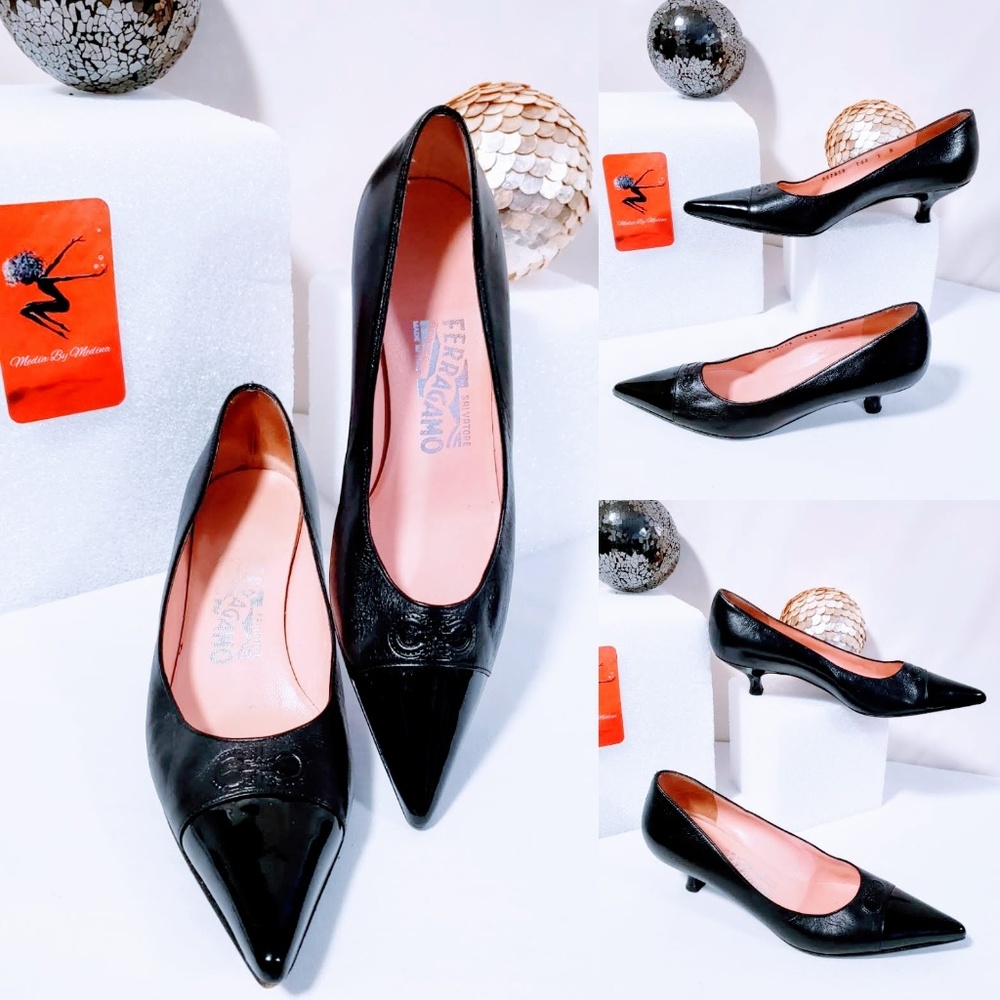 🎉SOLD🎉Salvatore Ferragamo Horse bit Kitten Heels size 5B - Picture 1 of 8